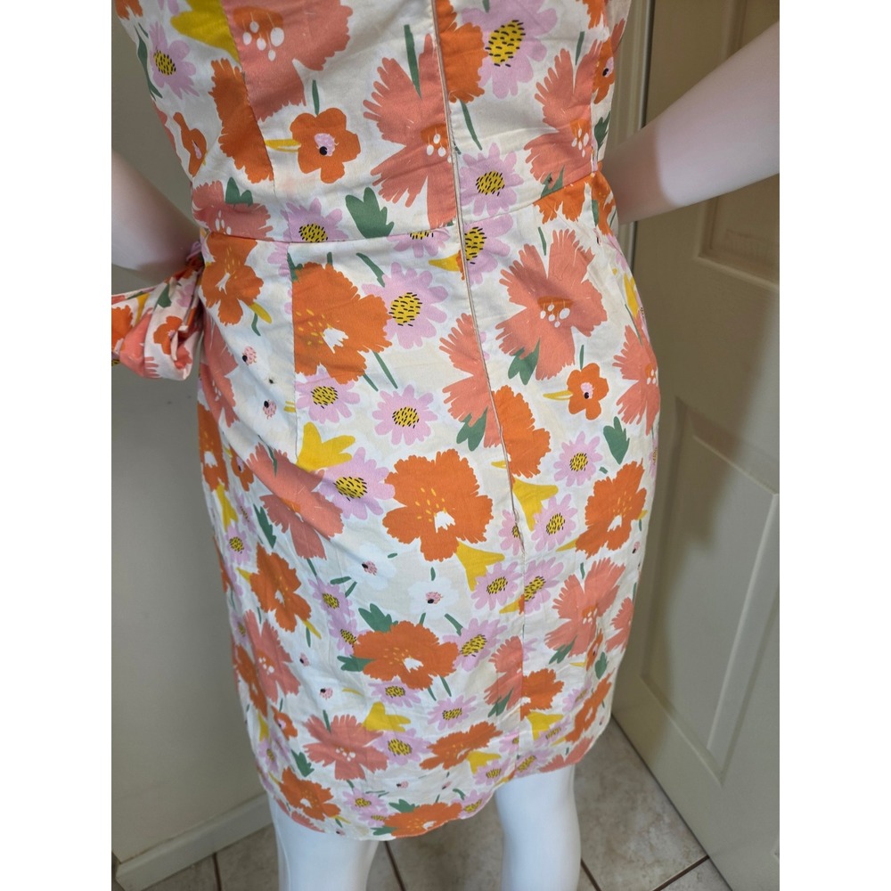 One and Only Collective Floral One Shoulder Wrap‎ Mini Dress Orange Pink L - Picture 11 of 12